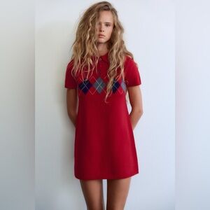 Zara Diamond Pattern Mini Dress, Women’s S
